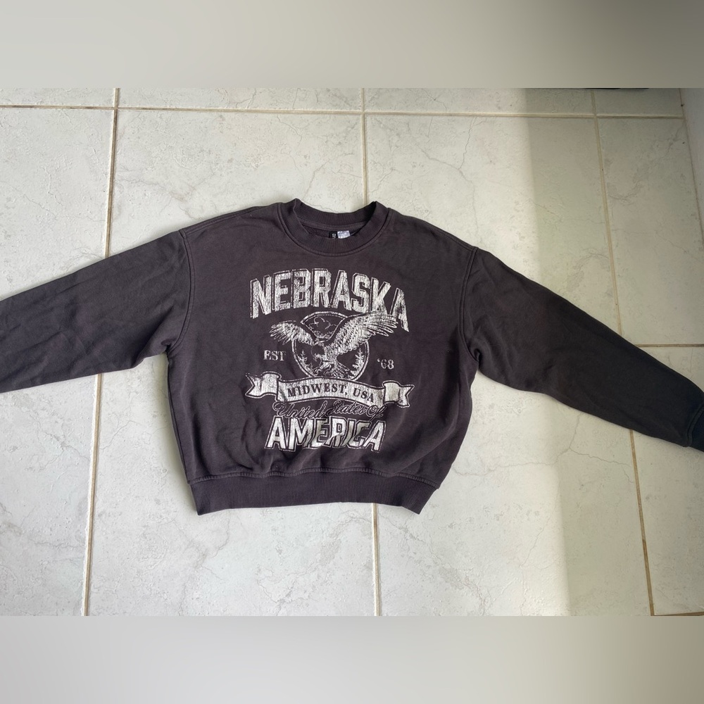Divided Nebraska Graphic Crewneck Sweater - Dark Gray